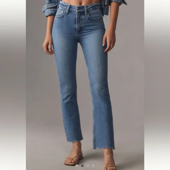 rag and bone the peyton mid-rise raw hem ankle bootcut jeans size 27